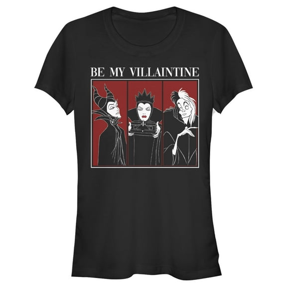 Junior's Disney Villains Be My Villaintine  Graphic Tee Black X Large