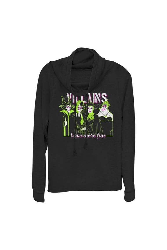 Junior's Disney Villains Have More Fun Cowl Neck Sweatshirt
