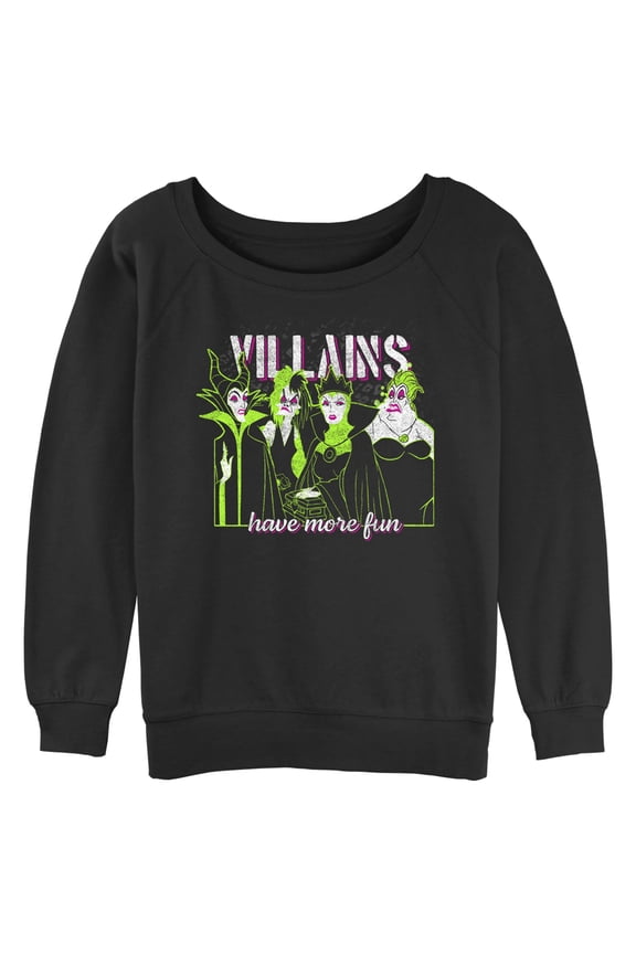 Junior's Disney Villains Have More Fun Sweatshirt Black Small