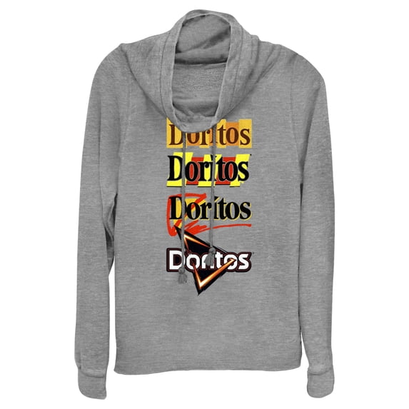Junior's Doritos Logo Evolution Cowl Neck Sweatshirt Gray Heather 4X Large