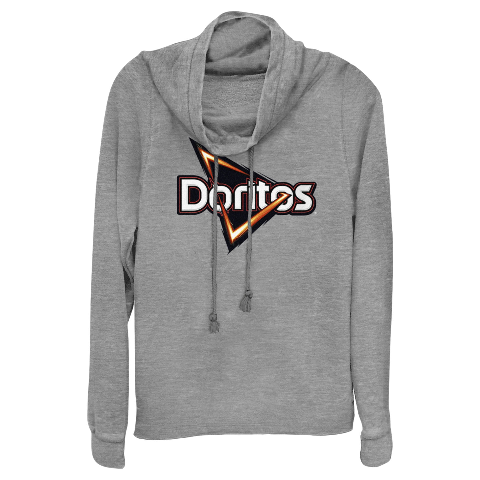 Junior s Doritos Triangle Logo Cowl Neck Sweatshirt Gray Heather 3X Large