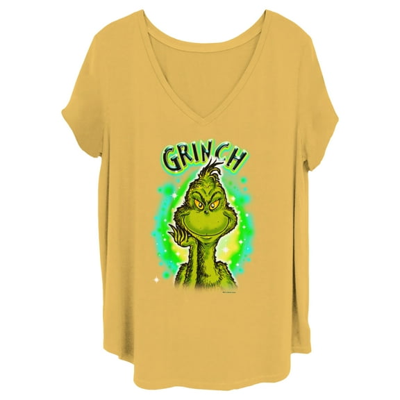 Junior's Dr. Seuss Airbrush Grinch  Graphic T-Shirt