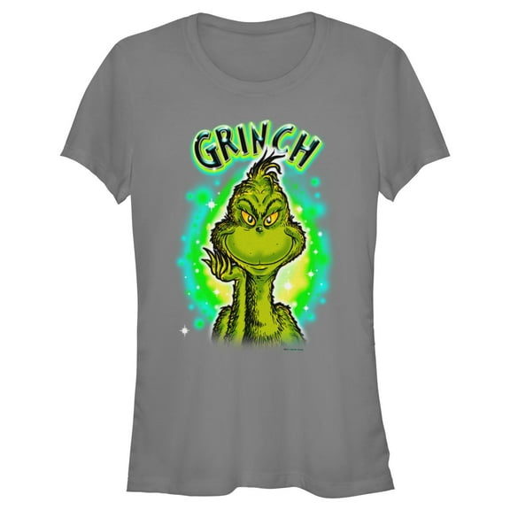 Junior's Dr. Seuss Airbrush Grinch  Graphic T-Shirt