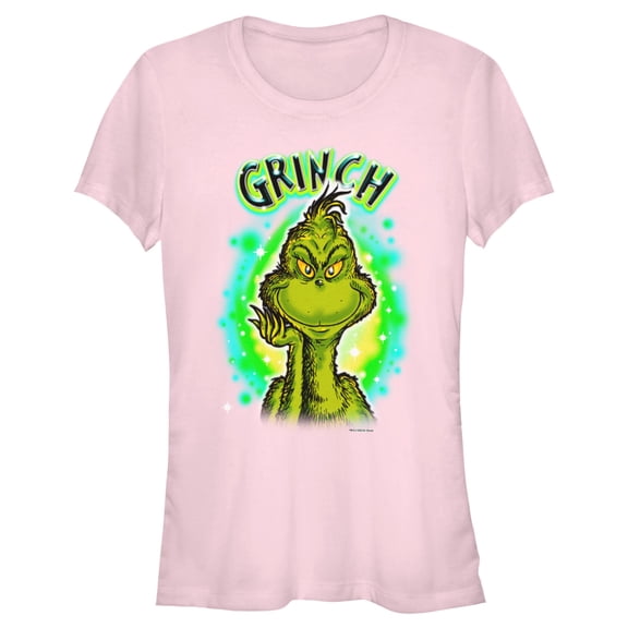 Junior's Dr. Seuss Airbrush Grinch  Graphic T-Shirt