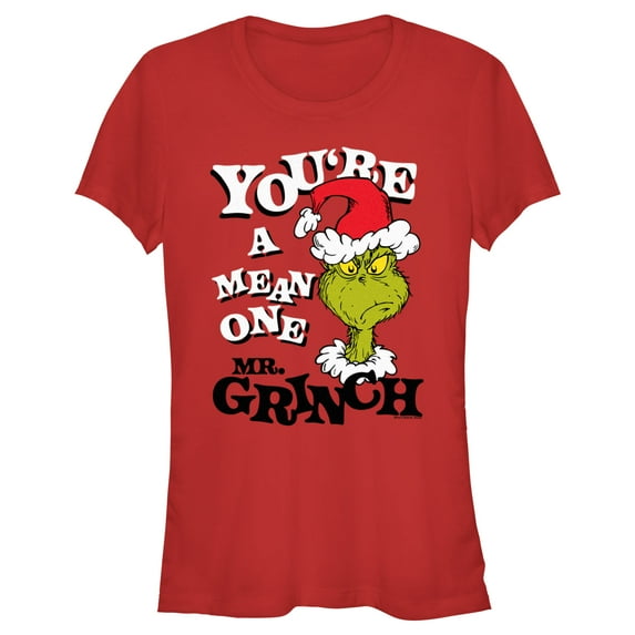 Junior's Dr. Seuss Christmas Grinch You're a Mean One Portrait Graphic T-Shirt