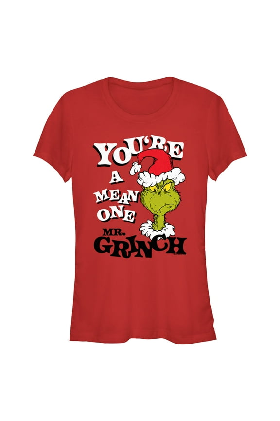Junior's Dr. Seuss Christmas Grinch You're a Mean One Portrait Graphic T-Shirt