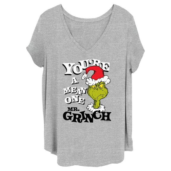 Junior's Dr. Seuss Christmas Grinch You're a Mean One Portrait Graphic T-Shirt