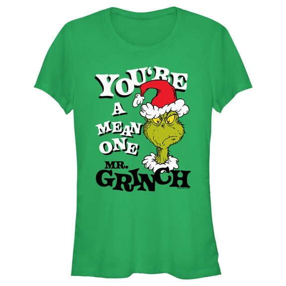Junior's Dr. Seuss Christmas Grinch You're a Mean One Portrait  Graphic T-Shirt