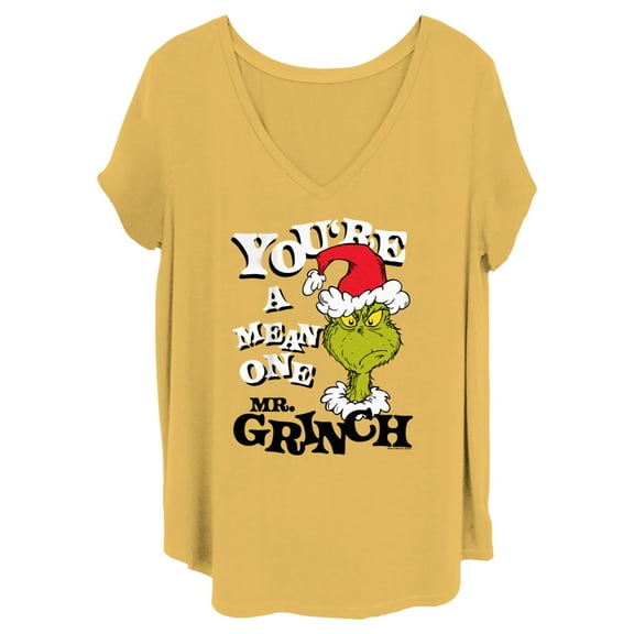 Junior's Dr. Seuss Christmas Grinch You're a Mean One Portrait Graphic T-Shirt