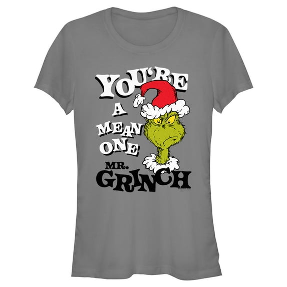 Junior's Dr. Seuss Christmas Grinch You're a Mean One Portrait Graphic T-Shirt