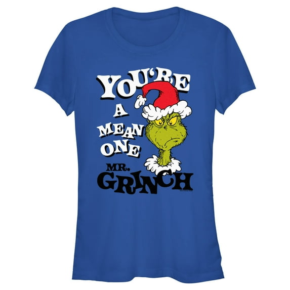 Junior's Dr. Seuss Christmas Grinch You're a Mean One Portrait Graphic T-Shirt