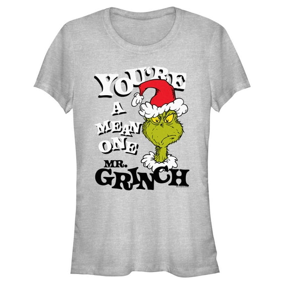 Junior's Dr. Seuss Christmas Grinch You're a Mean One Portrait Graphic T-Shirt