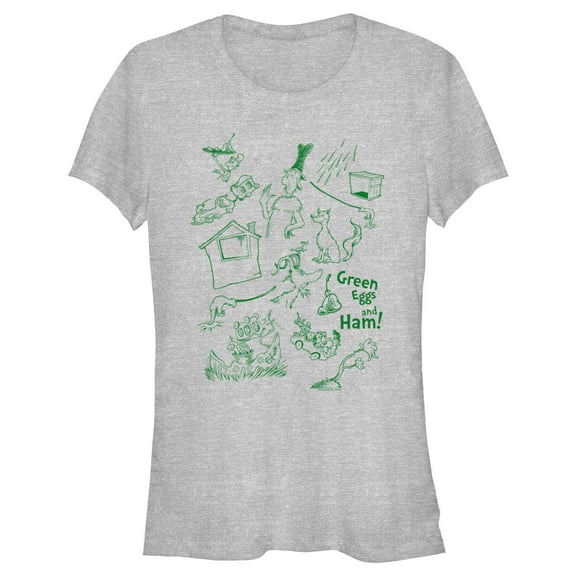 Junior's Dr. Seuss Green Eggs and Ham Sketches Graphic T-Shirt