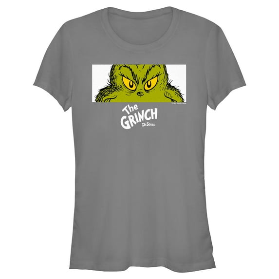 Junior's Dr. Seuss Grinch Eyes Graphic Crop T-Shirt