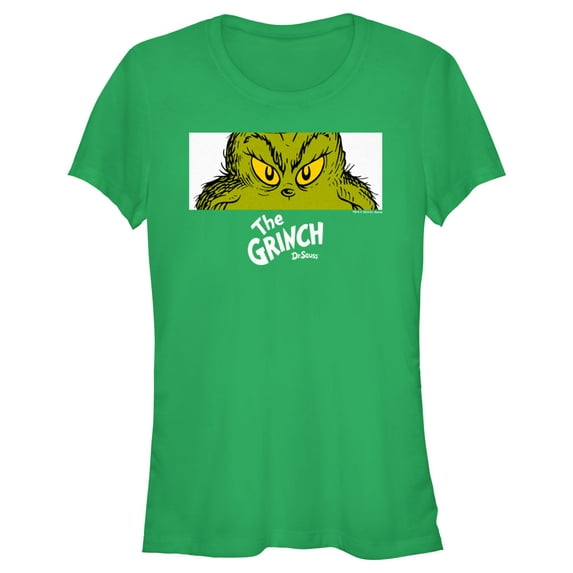 Junior's Dr. Seuss Grinch Eyes Graphic Crop T-Shirt