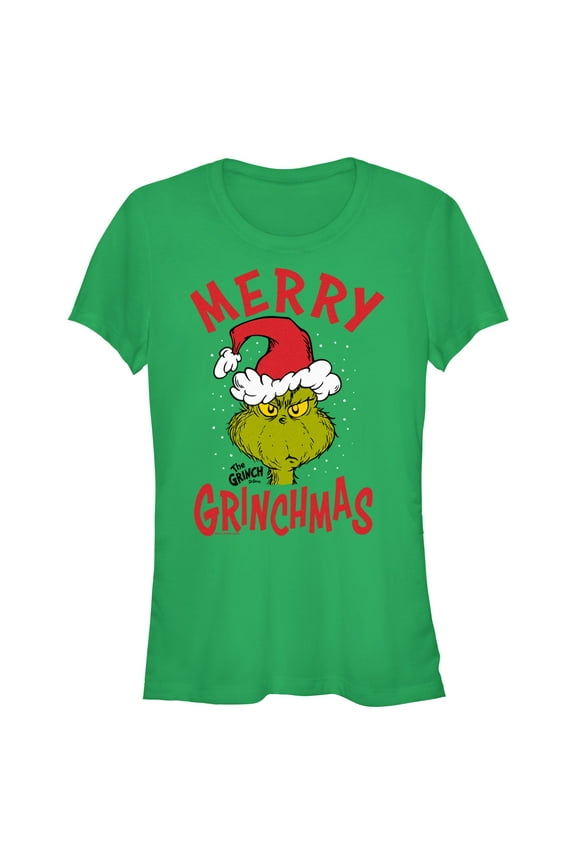 Junior's Dr. Seuss Merry Grinchmas  Graphic T-Shirt