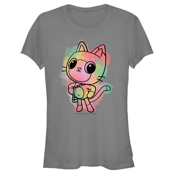 Junior's DreamWorks: Gabby's Dollhouse Colorful Pandy Paws  Graphic Tee Charcoal Medium