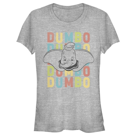 Junior's Dumbo Colorful Name Stack Graphic Tee Athletic Heather Medium