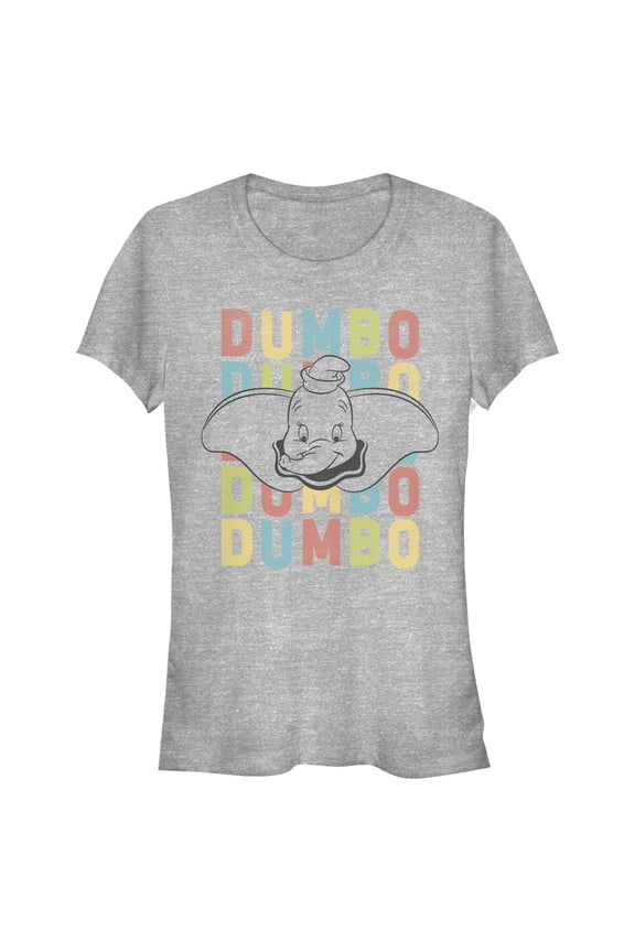 Junior's Dumbo Colorful Name Stack Graphic Tee Athletic Heather X Large