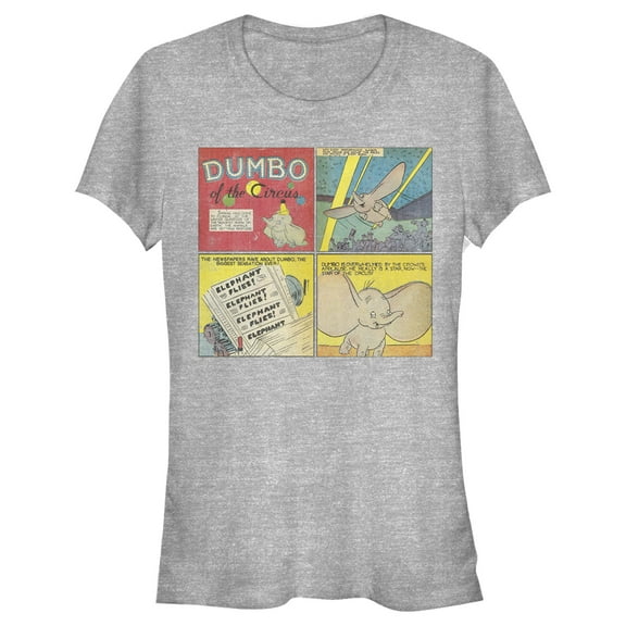 Junior's Dumbo Comic Panels  Graphic Tee Athletic Heather Medium