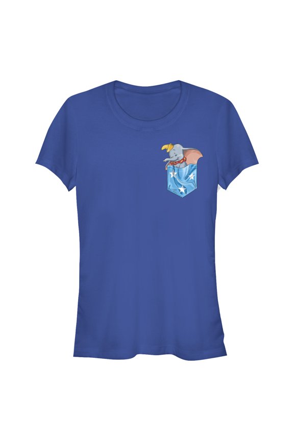 Junior's Dumbo In the Pocket  Graphic Tee Royal Blue Medium