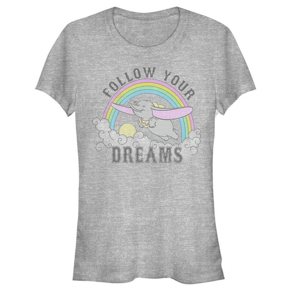 Junior's Dumbo Over the Rainbow  Graphic Tee Athletic Heather Medium
