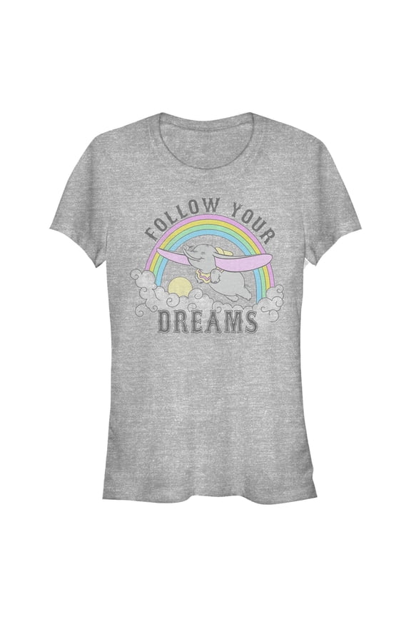 Junior's Dumbo Over the Rainbow Graphic Tee Athletic Heather Medium