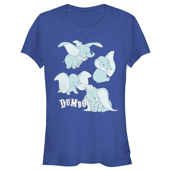 Junior's Dumbo Silly Faces  Graphic Tee Royal Blue 2X Large