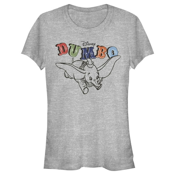 Junior's Dumbo Soaring  Graphic Tee Athletic Heather Large