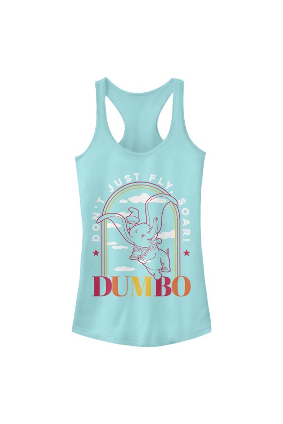 Junior's Dumbo Soaring Sunset Arch Racerback Tank Top Cancun X Small