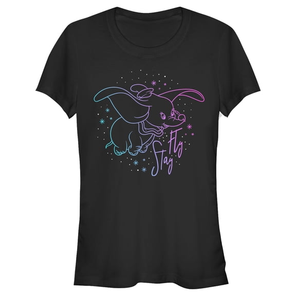 Junior's Dumbo Stay Fly Outline Graphic Tee Black X Large