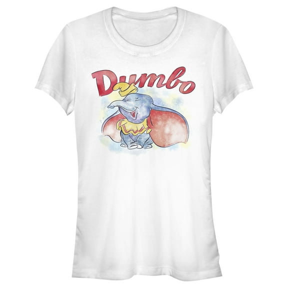 Junior's Dumbo Watercolor  Graphic Tee White Medium