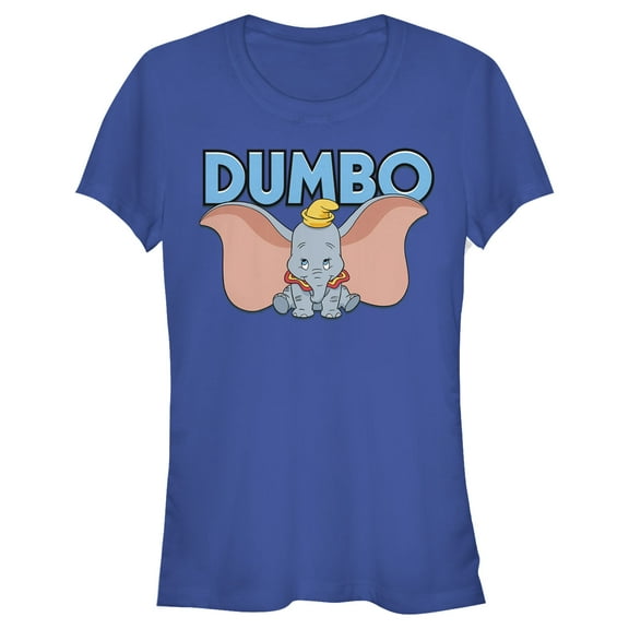 Junior's Dumbo Wide Open  Graphic Tee Royal Blue Medium