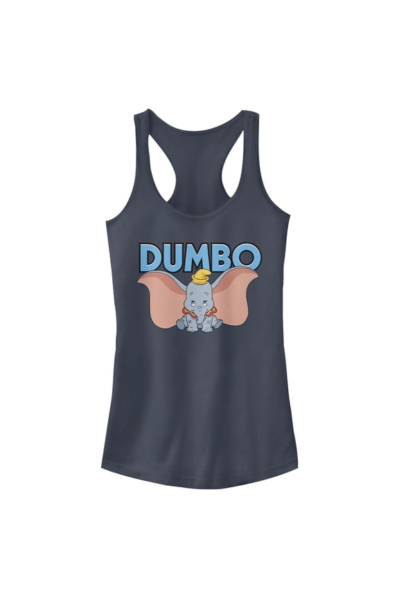 Junior's Dumbo Wide Open Racerback Tank Top Indigo Large