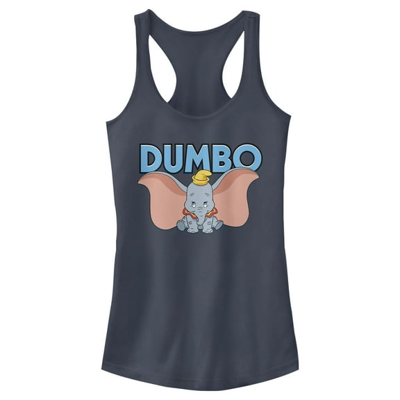 Junior's Dumbo Wide Open  Racerback Tank Top Indigo Medium