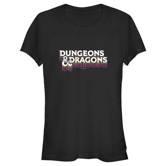 Junior's Dungeons & Dragons Cascading Color Retro Logo  Graphic Tee Black X Large