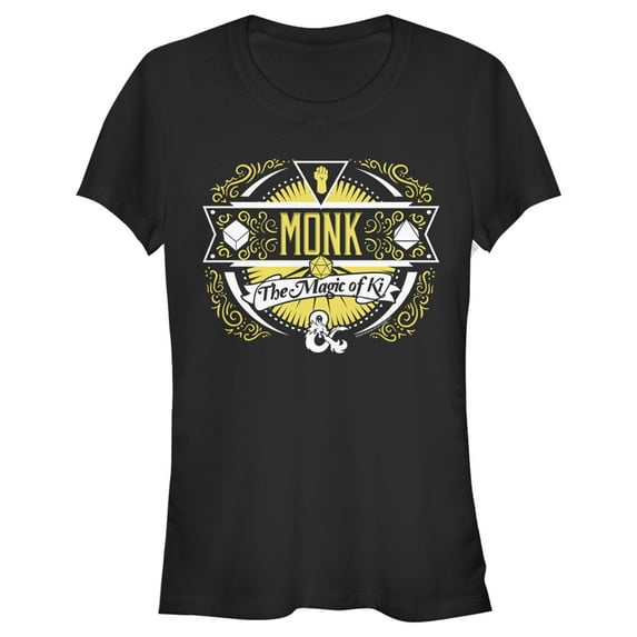 Junior's Dungeons & Dragons Monk Magic of Ki Badge Graphic Tee Black X Large