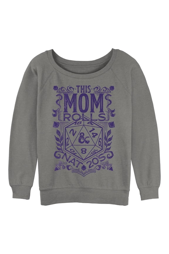 Junior's Dungeons & Dragons Mother's Day This Mom Rolls  Sweatshirt