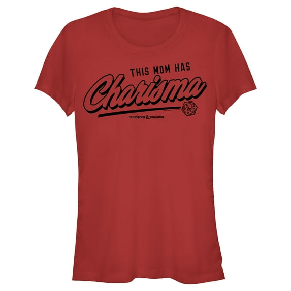 Junior's Dungeons & Dragons This Mom Has Charisma Graphic Tee Red X Large