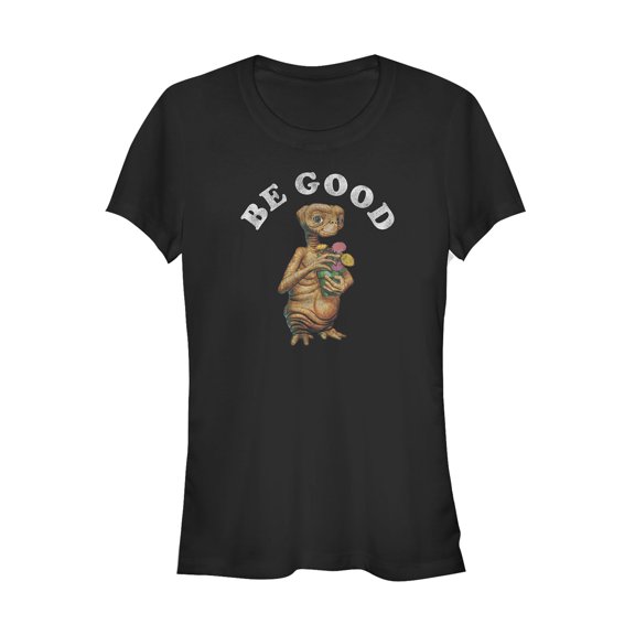 Junior's E.T. the Extra-Terrestrial Be Good Flower Graphic Tee Black Medium