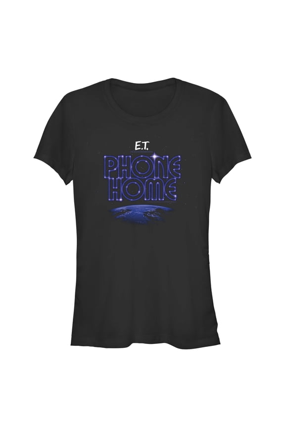 Junior's E.T. the Extra-Terrestrial Earth Phone Home Graphic Tee Black 2X Large