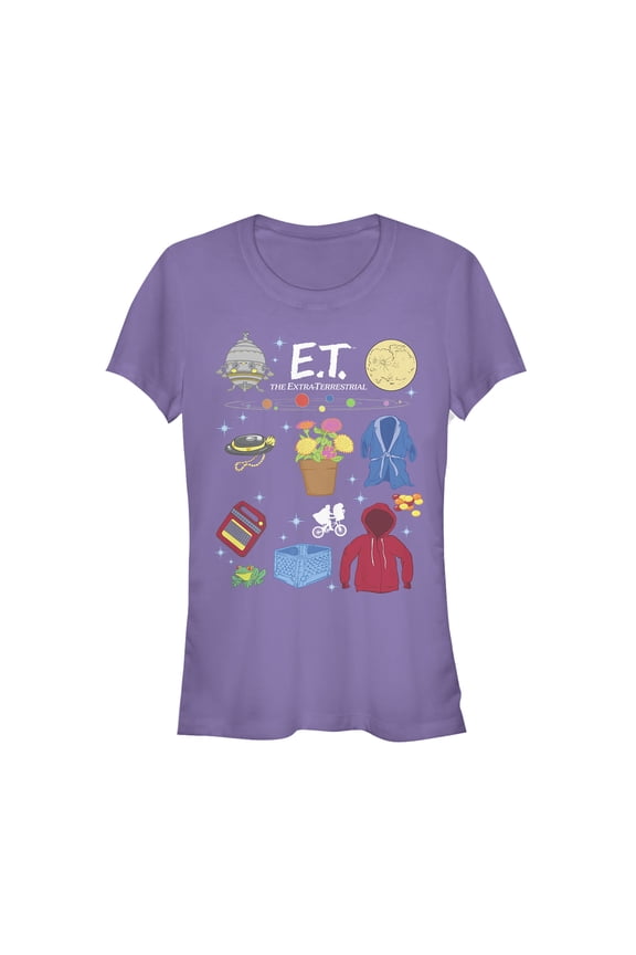 Junior's E.T. the Extra-Terrestrial Favorite Movie Props  Graphic Tee Purple 2X Large