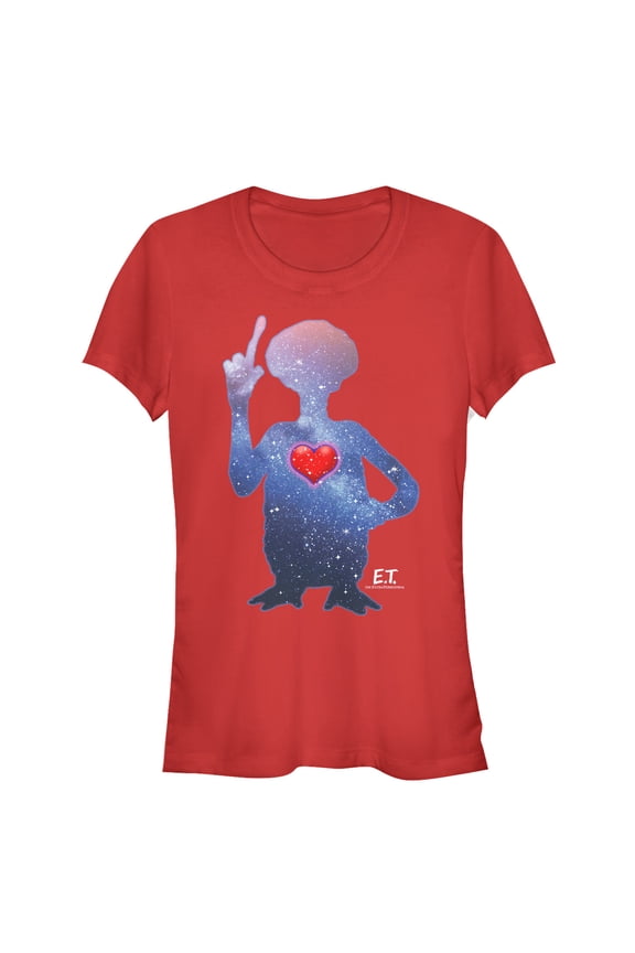 Junior's E.T. the Extra-Terrestrial Galactic Alien Heart Graphic Tee Red Large