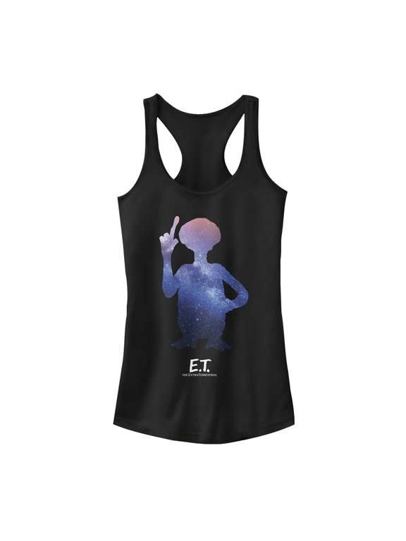 Junior's E.T. the Extra-Terrestrial Galactic Alien Racerback Tank Top Black Large