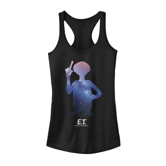 Junior's E.T. the Extra-Terrestrial Galactic Alien Racerback Tank Top Black Large