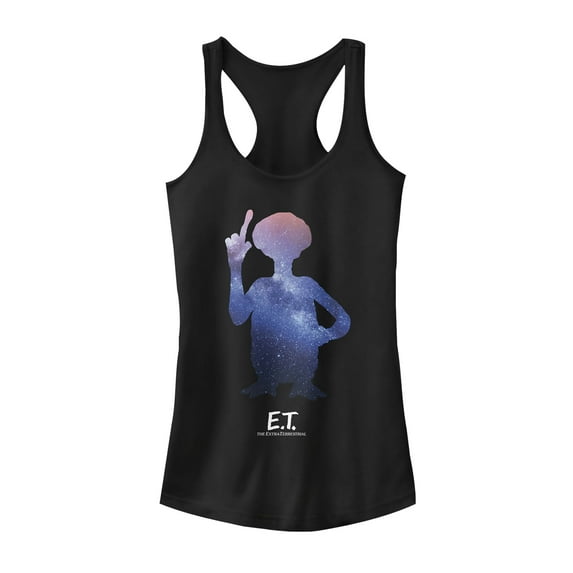 Junior's E.T. the Extra-Terrestrial Galactic Alien Racerback Tank Top Black Small