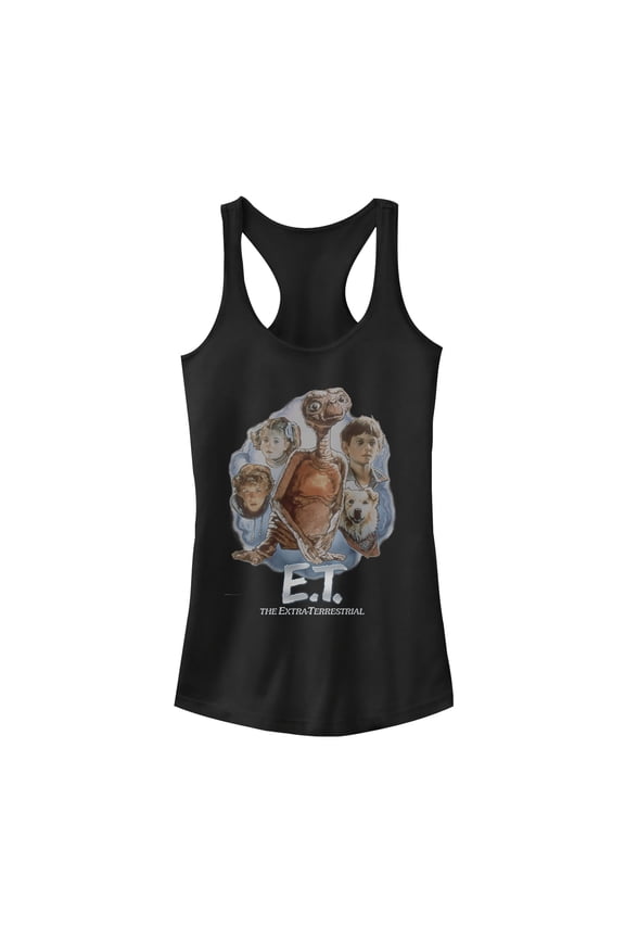 Junior's E.T. the Extra-Terrestrial New Family Racerback Tank Top Black Large