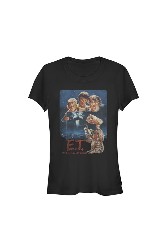 Junior's E.T. the Extra-Terrestrial Retro Movie Poster Graphic Tee Black 2X Large
