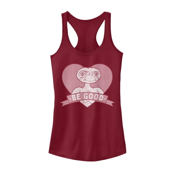 Junior's E.T. the Extra-Terrestrial Valentine Alien Be Good Profile Racerback Tank Top Scarlet Large