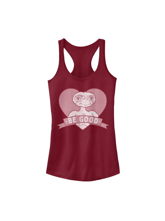 Junior's E.T. the Extra-Terrestrial Valentine Alien Be Good Profile Racerback Tank Top Scarlet X Small